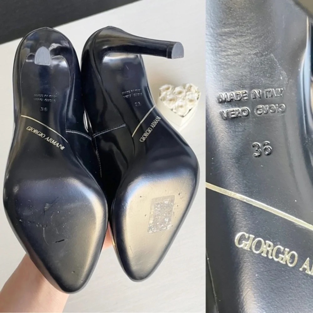 🆕 Giorgio Armani Leather & Suede Cut Out High Heel Pumps - Picture 10 of 12